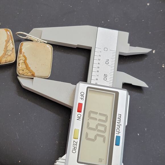 Sterling Silver Square Jasper Dangle Earrings - Picture 9 of 9